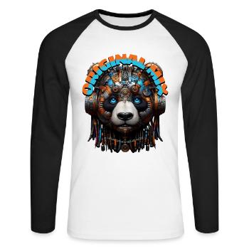ORIGINAL MIX - Cool Panda with Headphones! - Unisex Long Sleeve Baseball T-Shirt - white/black - Front - Nik (191cm)