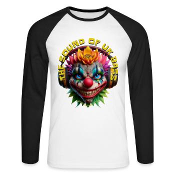 THE SOUND OF UK BASS - Cool Clown with Headphones! - Unisex Long Sleeve Baseball T-Shirt - white/black - Front - Nik (191cm)