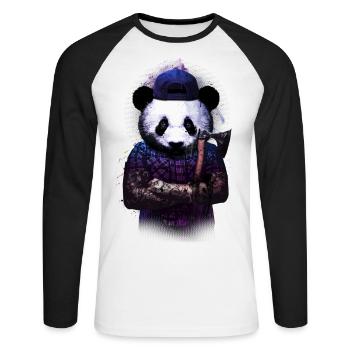 woods panda - T-shirt baseball manches longues Homme - blanc/noir - Devant - Nik (191cm)