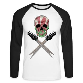 Wales Rocks 001 - Unisex Baseballshirt langarm - Weiß/Schwarz - Vorne - Nik (191cm)