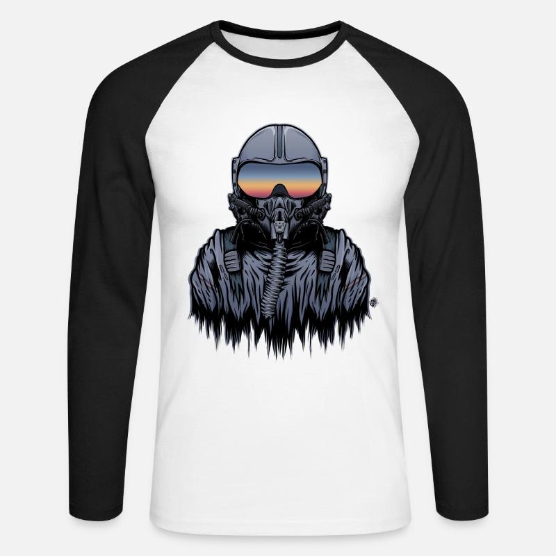 Kampfpilot - Unisex Baseballshirt langarm - Weiß/Schwarz