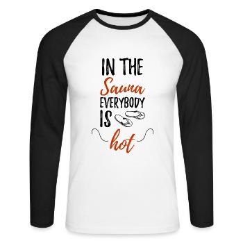 Lustiger saunieren Welness Spruch - Unisex Baseballshirt langarm - Weiß/Schwarz - Vorne - Nik (191cm)