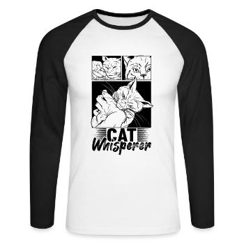 Cat Cat Lovers - Unisex Long Sleeve Baseball T-Shirt - white/black - Front - Nik (191cm)