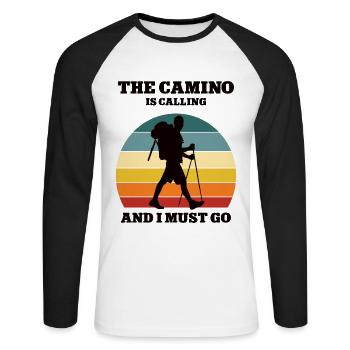 Pilgern Pilger Wandern Wanderer Camino Jakobsweg - Unisex Baseballshirt langarm - Weiß/Schwarz - Vorne - Nik (191cm)