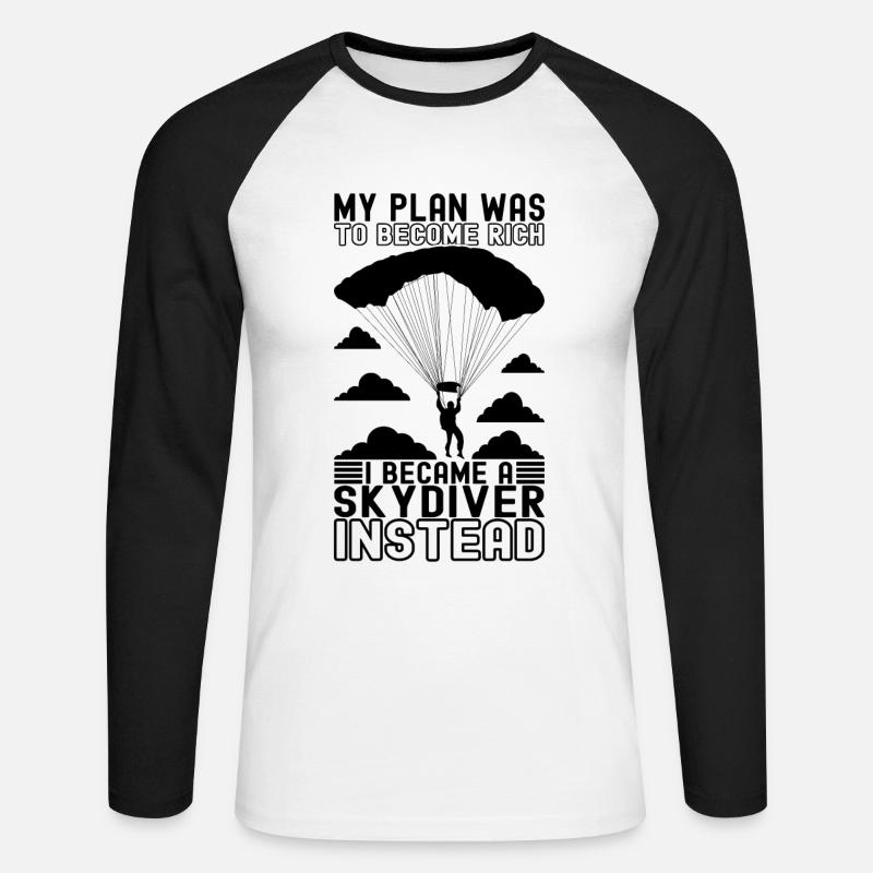 Parachute Parachutist - Unisex Long Sleeve Baseball T-Shirt - white/black