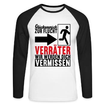 Abschiedsgeschenk Kollege Jobwechsel - Unisex Baseballshirt langarm - Weiß/Schwarz - Vorne - Nik (191cm)