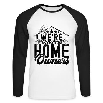 Achat d’une maison pour les propriétaires - T-shirt baseball manches longues Homme - blanc/noir - Devant - Nik (191cm)