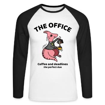 Coffee and deadlines, the perfect duo - The office - Unisex Baseballshirt langarm - Weiß/Schwarz - Vorne - Nik (191cm)