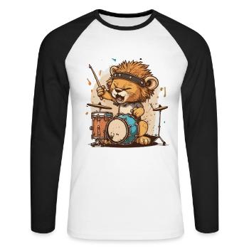 Rythme du Lion - T-shirt baseball manches longues Homme - blanc/noir - Devant - Nik (191cm)