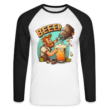 Bier - Unisex Long Sleeve Baseball T-Shirt - white/black - Front - Nik (191cm)