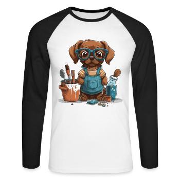 Pottery Paws : A Dogs Artistic Adventure - T-shirt baseball manches longues Homme - blanc/noir - Devant - Nik (191cm)