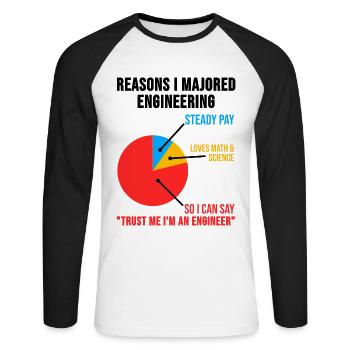 Engineer TShirt technician engineering gift - Unisex Long Sleeve Baseball T-Shirt - white/black - Front - Nik (191cm)