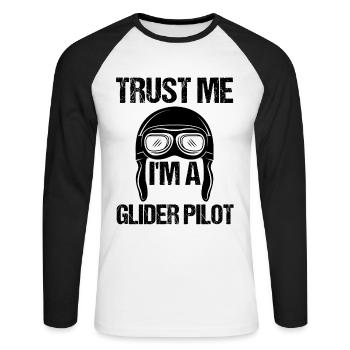 Segelflieger Segelflugzeug Gleiter Geschenk - Unisex Baseballshirt langarm - Weiß/Schwarz - Vorne - Nik (191cm)