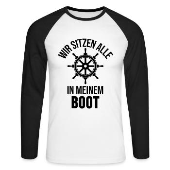 Motorboot Kapitän Boot Boote Seefahrt Geschenk - Unisex Baseballshirt langarm - Weiß/Schwarz - Vorne - Nik (191cm)