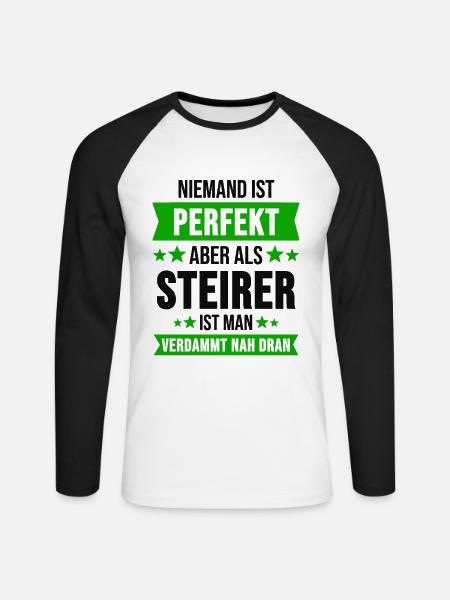 Steiermark Steirer Österreich Geschenk - Unisex Baseballshirt langarm - Weiß/Schwarz