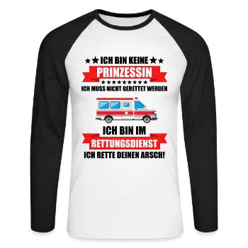 Ambulance Paramedic Rescue Service Gift - Unisex Long Sleeve Baseball T-Shirt - white/black - Front - Nik (191cm)