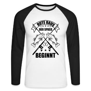 Rute Raus Der Spass Beginnt Anger Geschenk - Unisex Baseballshirt langarm - Weiß/Schwarz - Vorne - Nik (191cm)