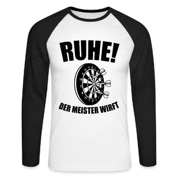 Dart Darts Darten Dartspieler Opa 180 Geschenk - Unisex Baseballshirt langarm - Weiß/Schwarz - Vorne - Nik (191cm)