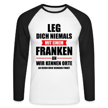 Franke Franken Fränkisch Oberbayern Opa Geschenk - Unisex Baseballshirt langarm - Weiß/Schwarz - Vorne - Nik (191cm)