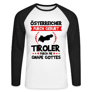 Tirol Tiroler Südtirol Österreich Lustig Geschenk - Unisex Baseballshirt langarm - Weiß/Schwarz - Vorne - Nik (191cm)