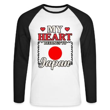Japon - T-shirt baseball manches longues Homme - blanc/noir - Devant - Nik (191cm)