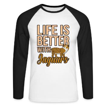 Jaguar - Unisex Baseballshirt langarm - Weiß/Schwarz - Vorne - Nik (191cm)