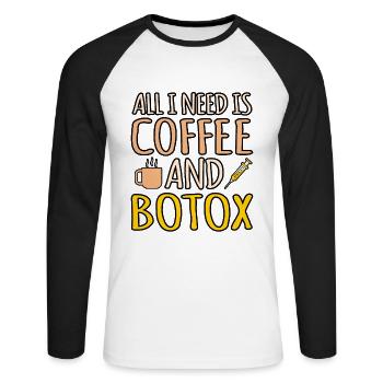Botox - Unisex Baseballshirt langarm - Weiß/Schwarz - Vorne - Nik (191cm)