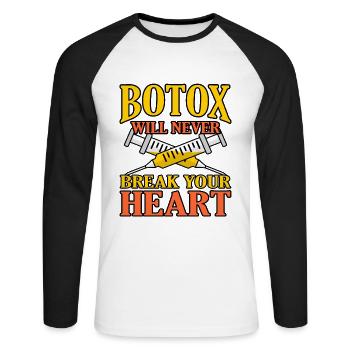 Botox - Unisex Baseballshirt langarm - Weiß/Schwarz - Vorne - Nik (191cm)