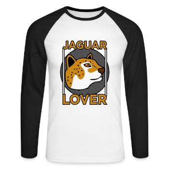 Jaguar - Unisex Baseballshirt langarm - Weiß/Schwarz - Vorne - Nik (191cm)