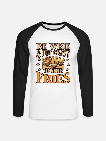 Poutine Kanadisches Fastfood - Unisex Baseballshirt langarm - Weiß/Schwarz