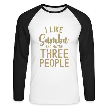 Samba - Unisex Baseballshirt langarm - Weiß/Schwarz - Vorne - Nik (191cm)