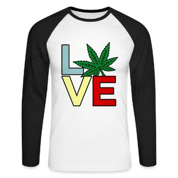 Cannabis - T-shirt baseball manches longues Homme - blanc/noir - Devant - Nik (191cm)