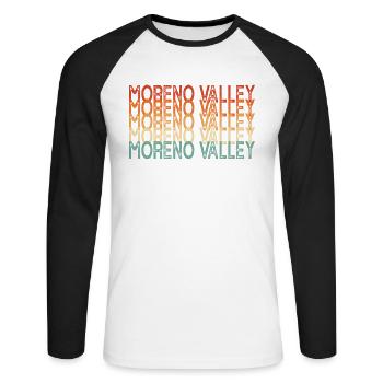Moreno Valley Kalifornien - Unisex Baseballshirt langarm - Weiß/Schwarz - Vorne - Nik (191cm)