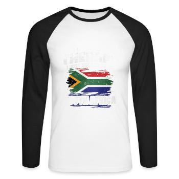 South Africa - Unisex Long Sleeve Baseball T-Shirt - white/black - Front - Nik (191cm)