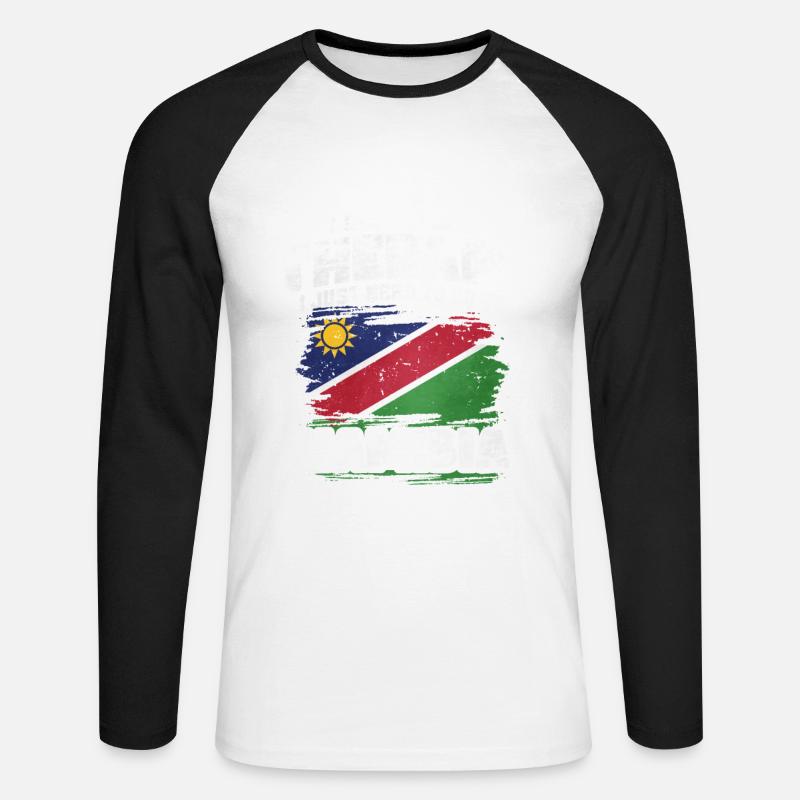 Namibia - Unisex Baseballshirt langarm - Weiß/Schwarz