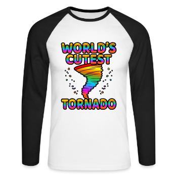 Tornade - T-shirt baseball manches longues Homme - blanc/noir - Devant - Nik (191cm)