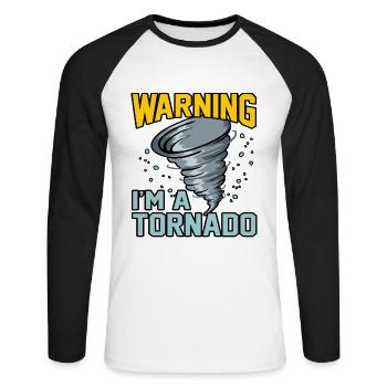 Tornade - T-shirt baseball manches longues Homme - blanc/noir - Devant - Nik (191cm)