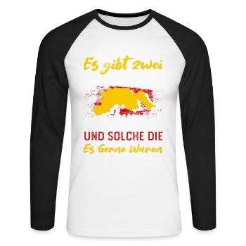 Es Gibt Zwei Arten Von Menschen Lüneburger - Unisex Baseballshirt langarm - Weiß/Schwarz - Vorne - Nik (191cm)