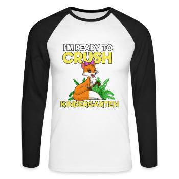 Kindergarten - Unisex Long Sleeve Baseball T-Shirt - white/black - Front - Nik (191cm)