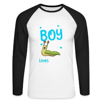 Nur Ein Junge, Der Schnecken Liebt - Unisex Baseballshirt langarm - Weiß/Schwarz - Vorne - Nik (191cm)