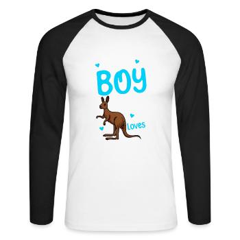 Just A Boy Who Loves Kangaroos - Unisex Long Sleeve Baseball T-Shirt - white/black - Front - Nik (191cm)