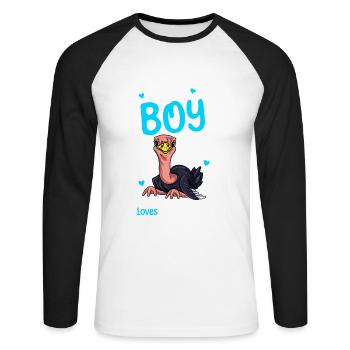 Nur Ein Junge, Der Strauße Liebt - Unisex Baseballshirt langarm - Weiß/Schwarz - Vorne - Nik (191cm)