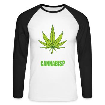 Fumer des feuilles de cannabis - T-shirt baseball manches longues Homme - blanc/noir - Devant - Nik (191cm)
