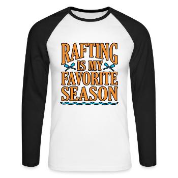 Saison de rafting - T-shirt baseball manches longues Homme - blanc/noir - Devant - Nik (191cm)