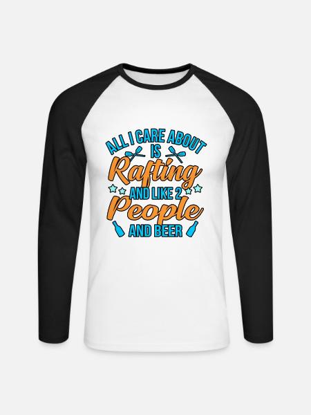 Rafting et bière - T-shirt baseball manches longues Homme - blanc/noir