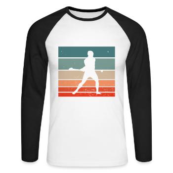Schleudern Hurling - Unisex Baseballshirt langarm - Weiß/Schwarz - Vorne - Nik (191cm)