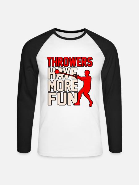 Throwing is more fun - Unisex Long Sleeve Baseball T-Shirt - white/black