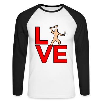 Aime tourner - T-shirt baseball manches longues Homme - blanc/noir - Devant - Nik (191cm)
