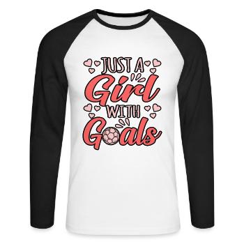 Nur Ein Mädchen Mit Zielen Fußball - Unisex Baseballshirt langarm - Weiß/Schwarz - Vorne - Nik (191cm)