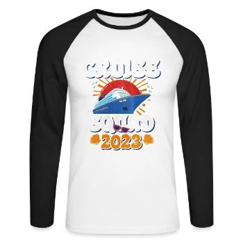 Cruise Squad 2023 - Unisex Baseballshirt langarm - Weiß/Schwarz - Vorne - Nik (191cm)